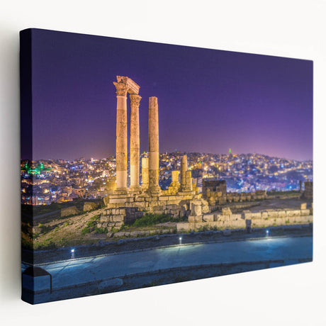 Middle Eastern Jordanian landscape on large stretched canvas, featuring earthy tones, ideal for kitchen wall art.