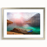 Textured abstract art print of Middle Eastern scenery in silver frame, ideal for bedroom art.