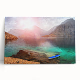 Black and white stretched canvas featuring a serene Oman landscape, ideal for kitchen wall art or bedroom ambiance.