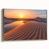 Framed canvas of a vintage-style Saudi Arabian landscape in gold and black tones, ideal for bedroom wall art.