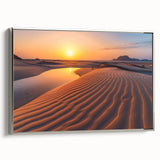 Framed canvas landscape art painting of a Saudi Arabian scenery in colorful hues, ideal for living room decor.