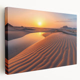 Large stretched canvas featuring a detailed Middle Eastern landscape in warm earth tones, ideal for kitchen wall art.