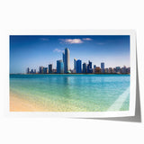 Extra large rolled print of Abu Dhabi scenery with muted earth tones, ideal for art wall dining room.