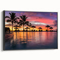 Black and white framed canvas of a vintage Fiji landscape, ideal for bedroom decor.