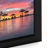 Extra large framed canvas depicting a black textured seascape with vibrant colorful accents, ideal for living room decor.
