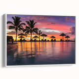 Landscape art painting of Oceania, Fiji, on framed canvas, featuring vibrant blue and green tones.