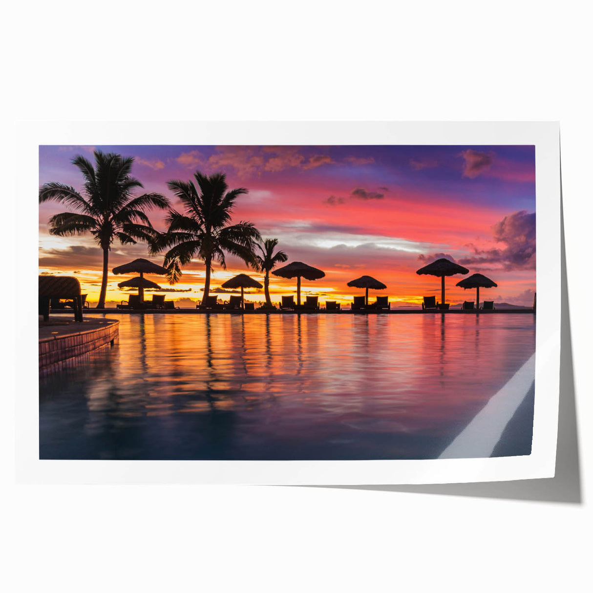 Rolled print of a serene Fiji scenery with vibrant blue waters and lush greenery, ideal for art wall dining room.