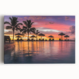 Black and white image of a serene Fiji beach on stretched canvas, ideal for kitchen wall art.