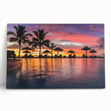 Black and white stretched canvas of a serene Fiji seascape, ideal for kitchen wall art or bedroom ambiance.