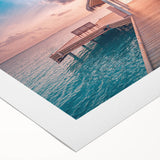 Art deco poster of Bora Bora scenery in pastel shades on rolled canvas, suitable for dining room wall art.