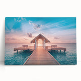 Black and white stretched canvas of Bora Bora scenery, ideal for kitchen wall art or bedroom.
