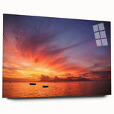 Large abstract acrylic print of a Tahitian landscape in blue and green tones, ideal for bedroom or dining room art.