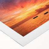 Art deco poster featuring a serene Tahitian landscape in cool blue tones, printed on rolled canvas.