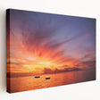 Large art print of a Tahitian coastline on stretched canvas, featuring vivid blue and green tones.