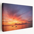 Large art print of a Tahitian coastline on stretched canvas, featuring vivid blue and green tones.