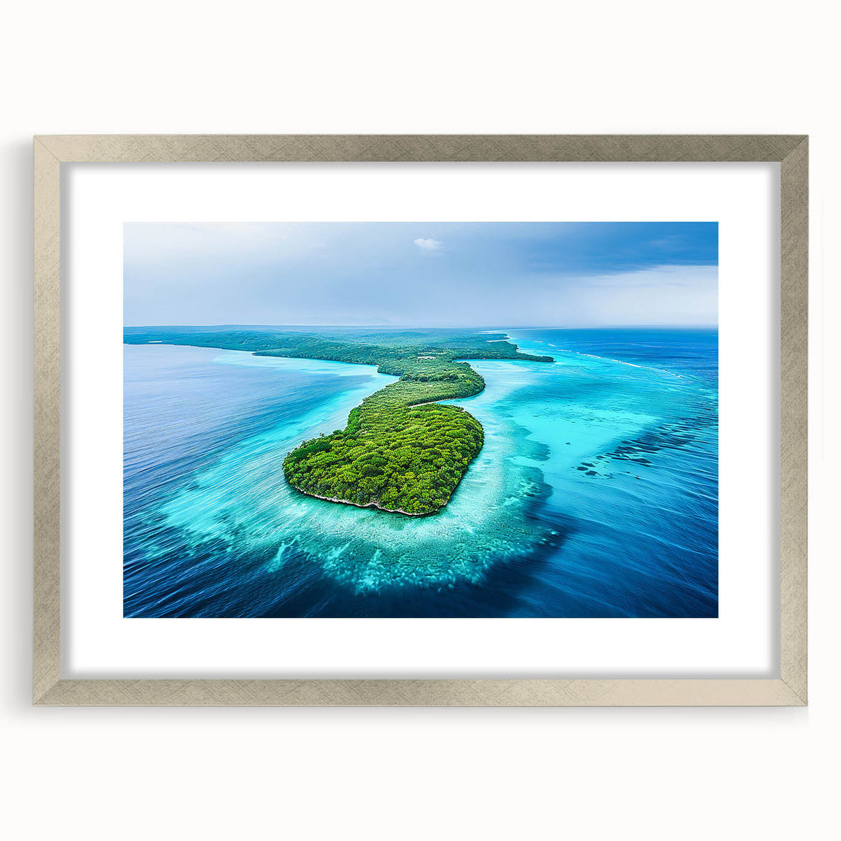 Textured abstract art print featuring soft blue and gray tones on a framed canvas, ideal for bedroom wall decor.