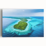Large black and white stretched canvas featuring a serene Micronesian seascape, ideal for kitchen wall art.