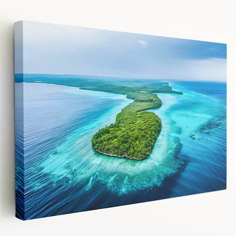 Oceanic scenery with vivid blue and turquoise hues on a stretched canvas, suitable for kitchen wall art.