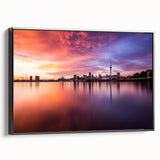 Black and white landscape art painting of Auckland, on framed canvas, suitable for bedroom decor.