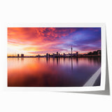 Extra large rolled print of Auckland skyline with muted blue and gray tones, ideal for art wall dining room.