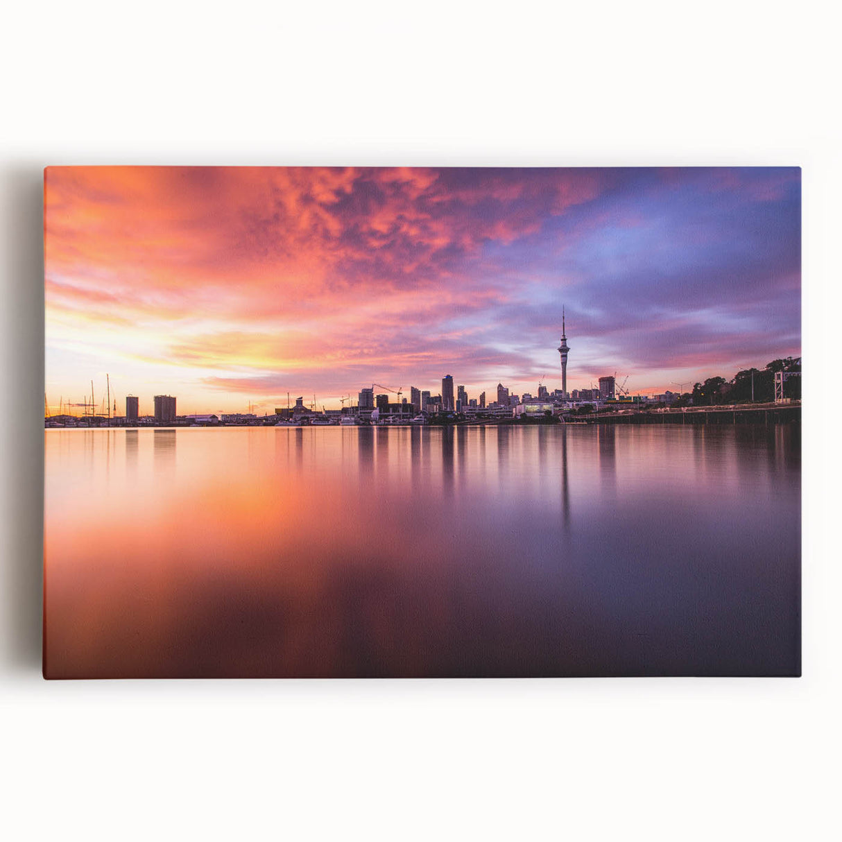 Black and white aerial view of Auckland on stretched canvas, suitable for kitchen wall art.
