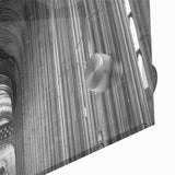 Large abstract wall art featuring a mid-century modernist design of New Zealand's Canterbury scenery in muted earth tones on…