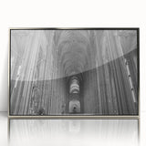 Mid-century modernist art of Canterbury, New Zealand landscape in silver framed acrylic, featuring muted earth tones.