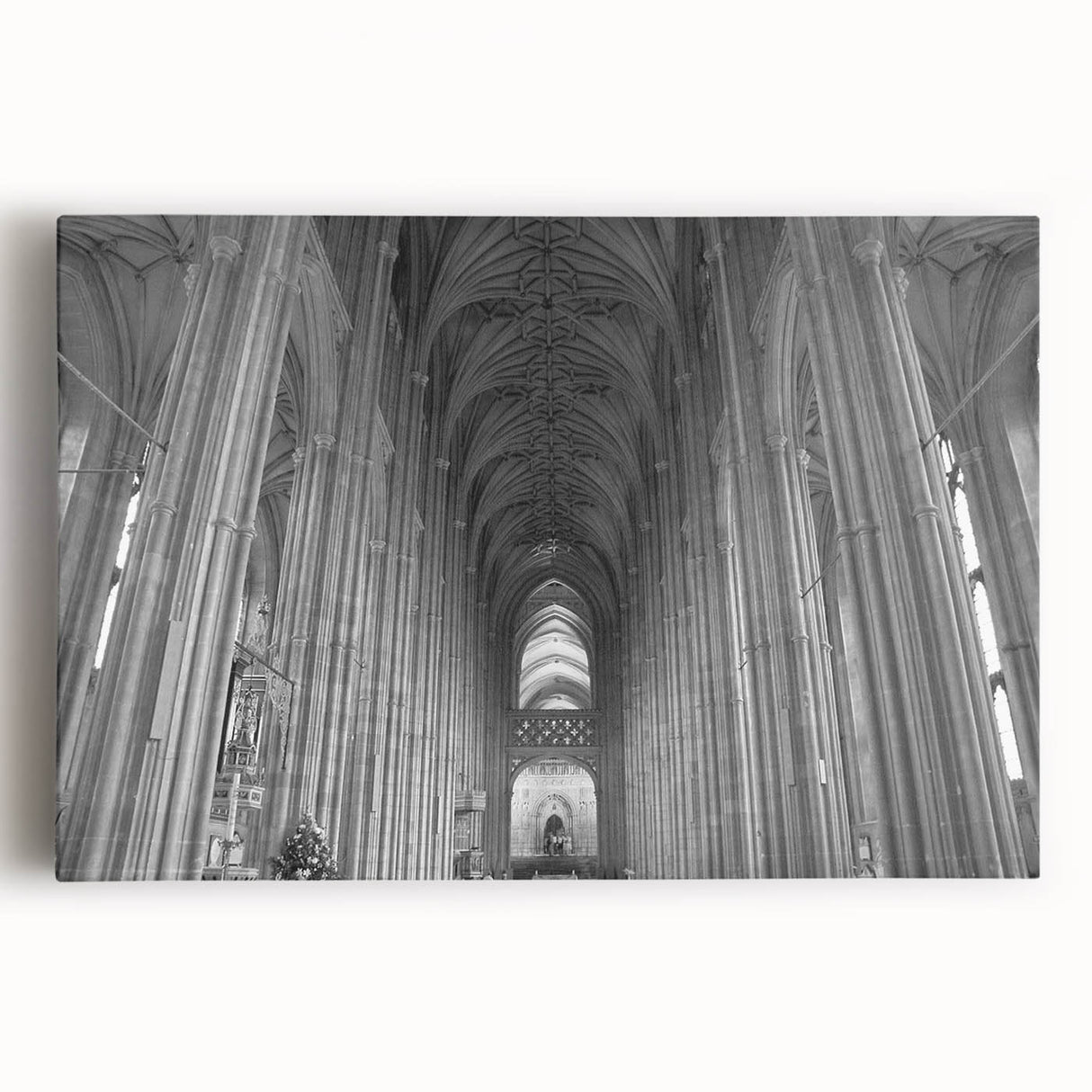 Black and white photograph of Canterbury, New Zealand on stretched canvas, ideal for kitchen wall art.