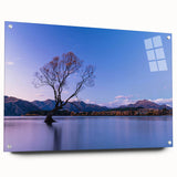 Acrylic print of a large abstract depiction of Otago, New Zealand in muted earth tones.