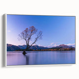 Vintage poster art of Otago, New Zealand scenery on a framed canvas, featuring a palette of vibrant colors.