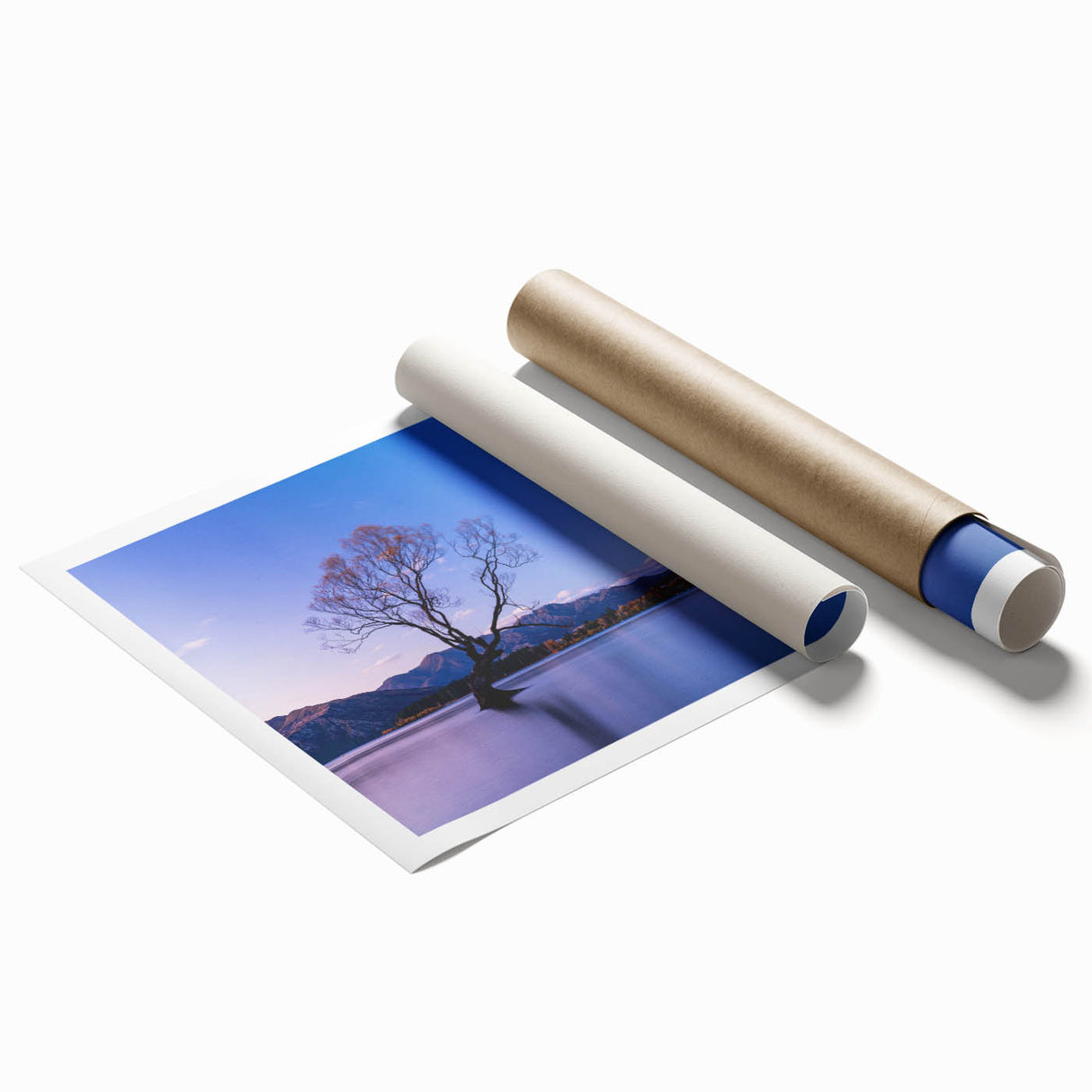Extra large rolled print of Otago, New Zealand scenery with vibrant green and blue tones, ideal for classy bathroom wall art.