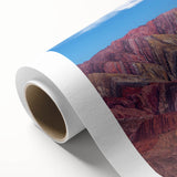 Art deco poster of an Argentinian landscape in muted earth tones on rolled canvas, suitable for nursery wall art.