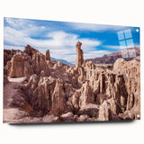 Acrylic print of a large abstract depiction of Bolivian scenery in earth tones, ideal for bedroom or dining room decor.