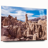 Large abstract wall art of a Bolivian landscape in muted earth tones on acrylic glass.