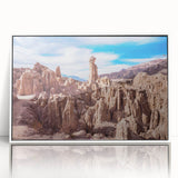 Acrylic print of Bolivian landscape in art deco style, with soft earth tones, ideal for modern art wall decor.