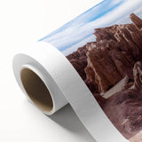 Art deco poster of a Bolivian landscape in pastel shades on rolled canvas, ideal for nursery wall art.