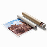 Extra large rolled print featuring a scenic view of Bolivia in pastel shades, ideal for classy bathroom wall art.