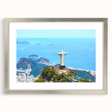 Textured abstract art print of a Brazilian landscape in muted earth tones on a framed silver mat, ideal for bedroom art.