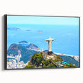 Black and white framed canvas featuring a vintage-style Brazilian landscape, ideal for bedroom wall decor.