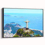 Black and white framed canvas featuring a vintage-style Brazilian landscape, ideal for bedroom wall decor.