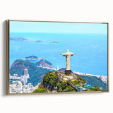 Framed canvas featuring a vintage-style landscape painting of a Brazilian scene, with a dominant black and gold color scheme.