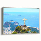 Landscape art painting of a Brazilian scene in colorful tones on framed canvas, ideal for living room decor.