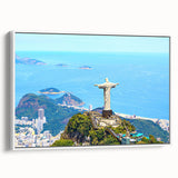 Vintage poster art of a Brazilian landscape on framed canvas, featuring vibrant colors against a black background.