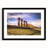 Extra large abstract art print of a colorful, textured Chilean landscape on a black framed canvas.