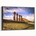 Black and white framed canvas featuring a vintage-style landscape of Chilean scenery, ideal for bedroom decor.