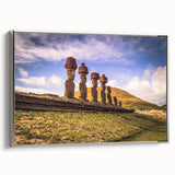 Framed canvas landscape art painting depicting a colorful vintage Chilean scenery, ideal for living room decor.