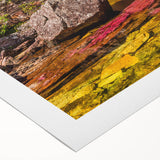 Art deco poster of a Colombian landscape, featuring vibrant greens and blues on rolled canvas, ideal for dining room decor.