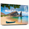 Acrylic print of a Galapagos scenery with cool blue and green tones, suited for bedroom or dining room decor.