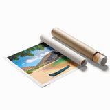 Extra large rolled print depicting vibrant floral scenery, ideal for classy bathroom wall art.