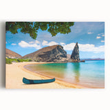 Large black and white wall art on canvas featuring a scenic view of the Galápagos, ideal for kitchen art.